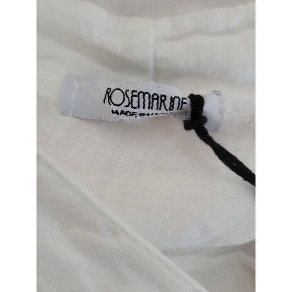 Rosemarine Linen Blouse Roll Tab Sleeve Hi-Low Hem Italy - Picture 15 of 16